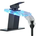 thumbnail image 2 of LED Bathroom Sink Basin Facuet Single Handle Waterfall Vanity Mixer With Drain, 2 of 15