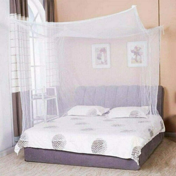 Mosquitera de 4 esquinas con póster de encaje tipo princesa, toldo, tamaño completo, ropa de cama blanca, decoración del hogar, tiendas de campaña para acampar
