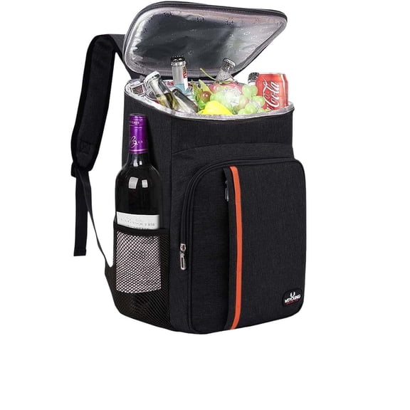 ZWHong  Black Insulated Cooler Backpack, 20L Leak-Proof Lightweight Cooling Backpack, 11.4"x7.4"x16.5" Thermal Lunch Bag for Men And Women, Beach Picnic Camping Hiking Outdoor Activities