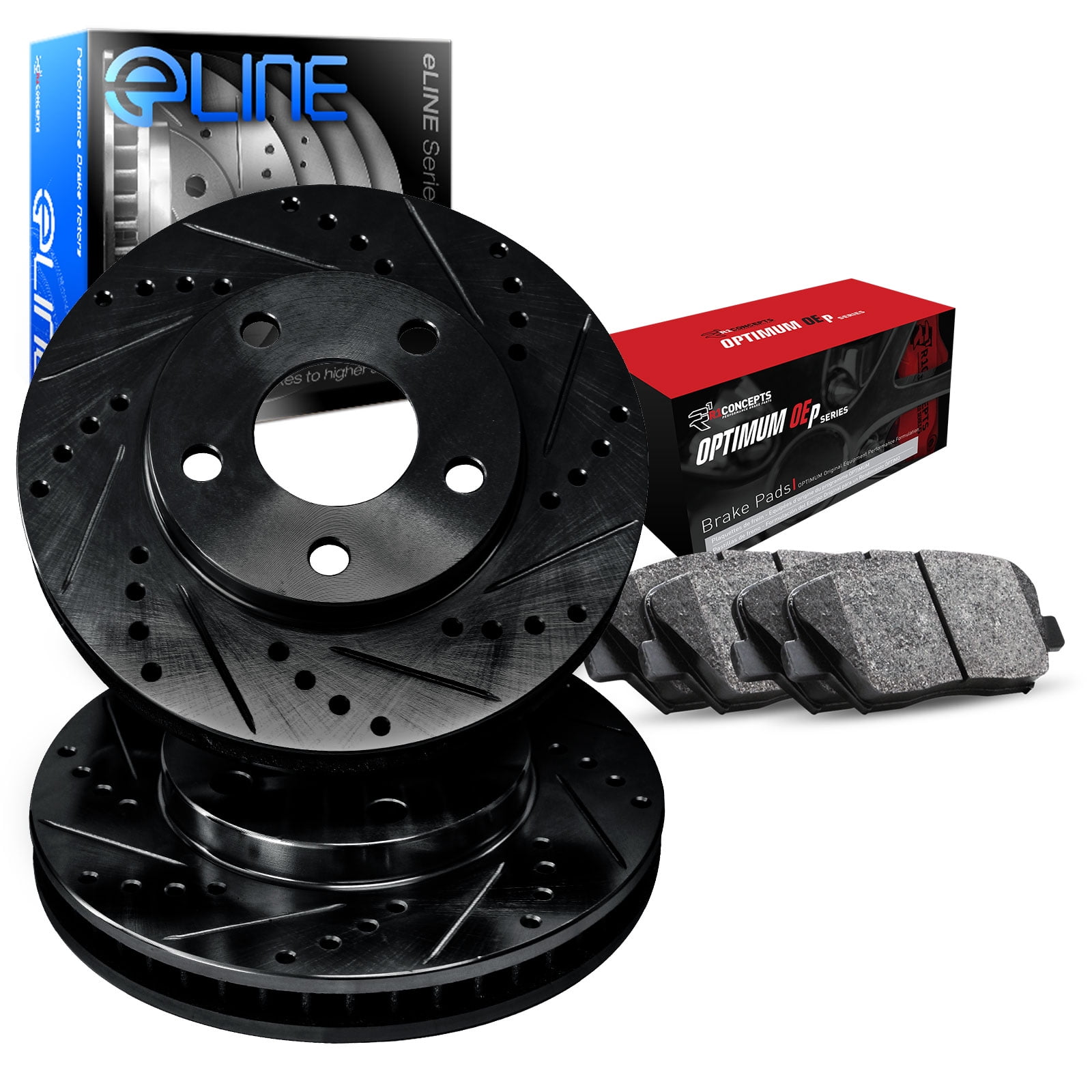 For 2011-2012 Ford Explorer Flex Front Rear eLine Black Drill Slot Brake Rotors