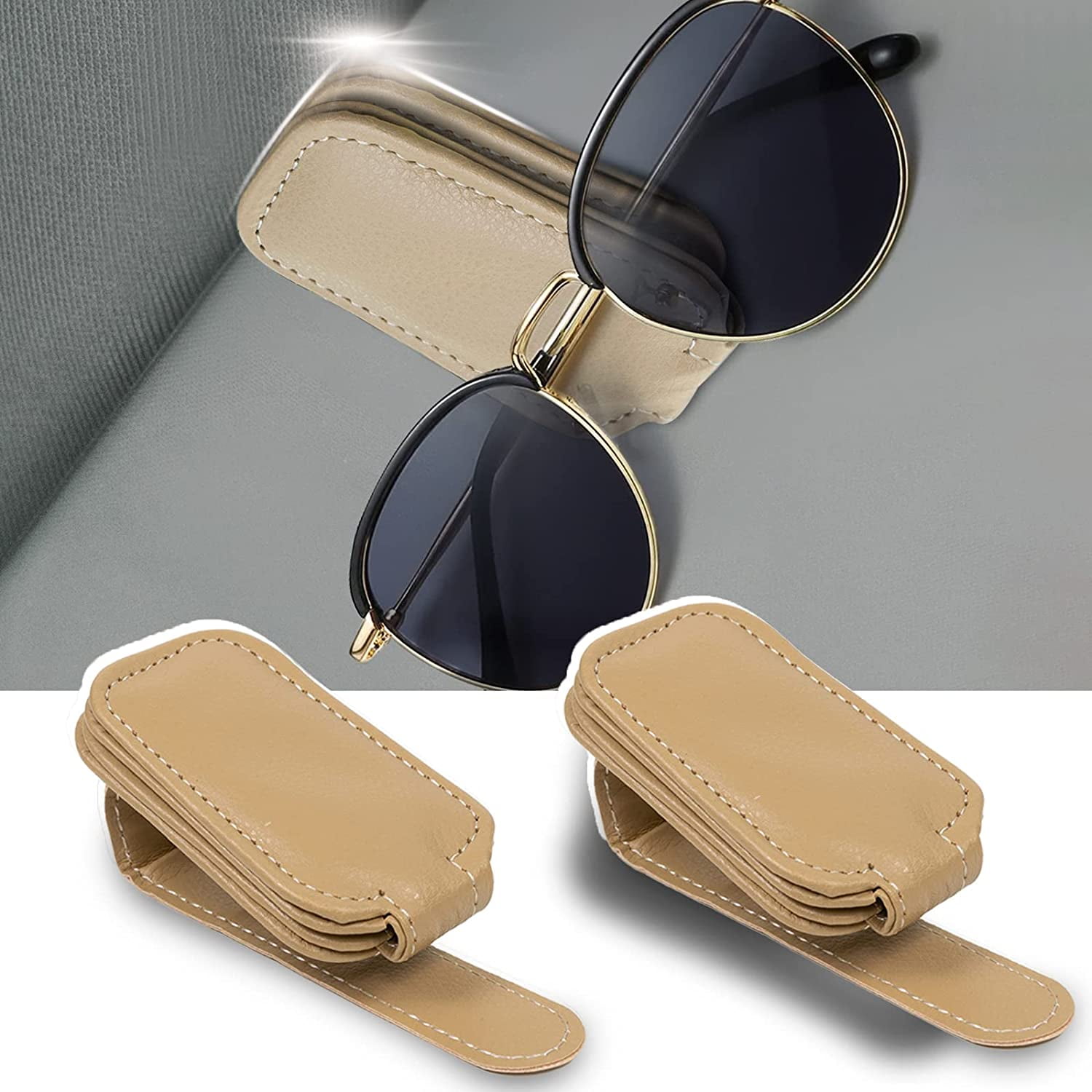 2PCS Sunglass Holder for Car Visor,Sunglass Visor Clip with Strong
