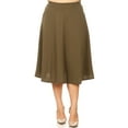 thumbnail image 2 of Women's Plus Size A-Line Flared Midi Skirt - Casual Solid with Elastic Band, 2 of 4