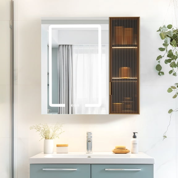 Cervia 30 in.W x 29.5 in.H Medicine Cabinet with Aluminum Frameless LED Mirror