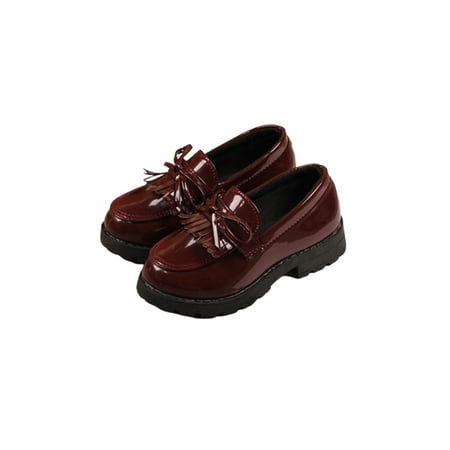 

Woobling Girls Lightweight Slip On Flats Wedding Breathable Mary Jane School Casual Low Top Leather Shoe