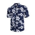 thumbnail image 3 of Camisas Deportivas Hombre Camiseta de manga corta con estampado de tiras y cuello a la moda de verano para hombre (Dark Blue, 3XL), 3 of 6