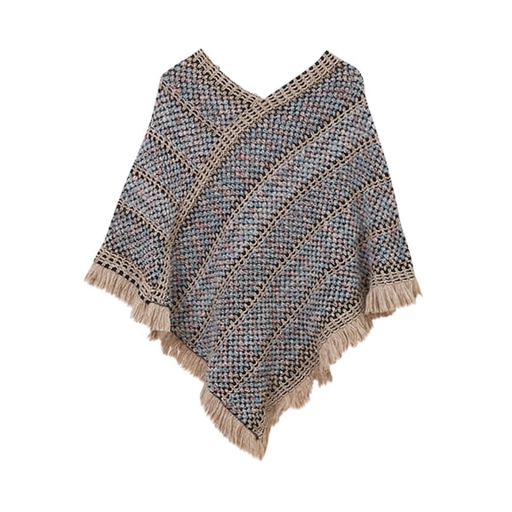 Scarf Soft Lightweight Casual Long Sleeve Ponchos Winter Warm V Neck Poncho Sweater Travel Asymmetric Hem Pullover Fashion Scarf For Women