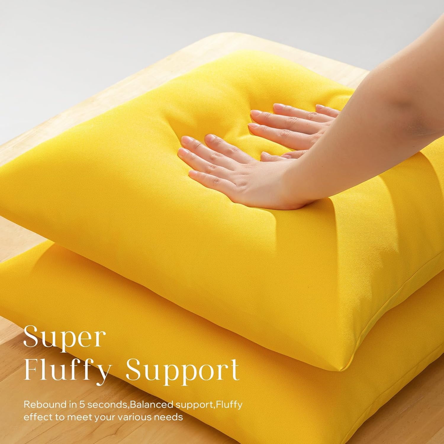 Phantoscope Outdoor Pillow Inserts - Pack of 2 Square Form Water Resistant Decorative Throw Pillows, 18" x 18", Yellow