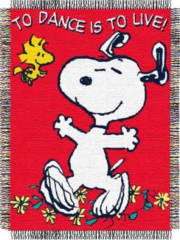Peanuts Snoopy Dance Dancing Afghan Throw Blanket Walmart Com