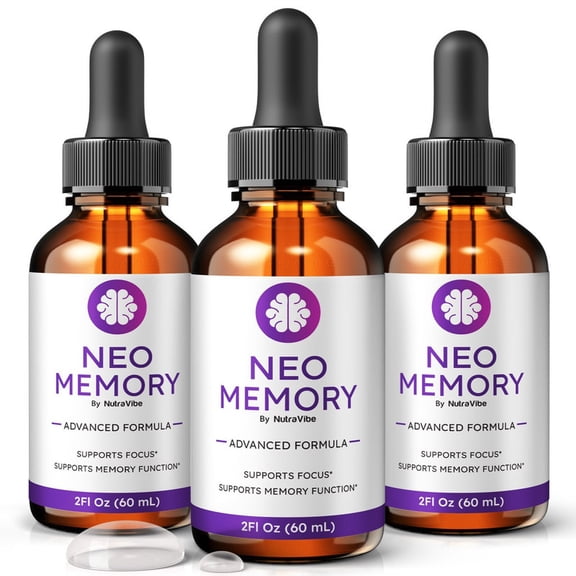 (3 Pack) NeoMemory Drops – Neo Memory Brain Formula for Memory, Focus, and Cognitive Support, Liquid for Mental Clarity, Easy 1-Drop Formula (90 Servings)