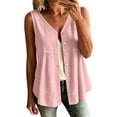 thumbnail image 4 of Craaazy Womens Sleeveless Tank Tops Plus Size, Solid Color Loose V Neck Cotton Linen Sleeveless Button Down Shirts, Eyelet Detail Sleeveless Tops for Women Daily Street & Office Wear, 4 of 7