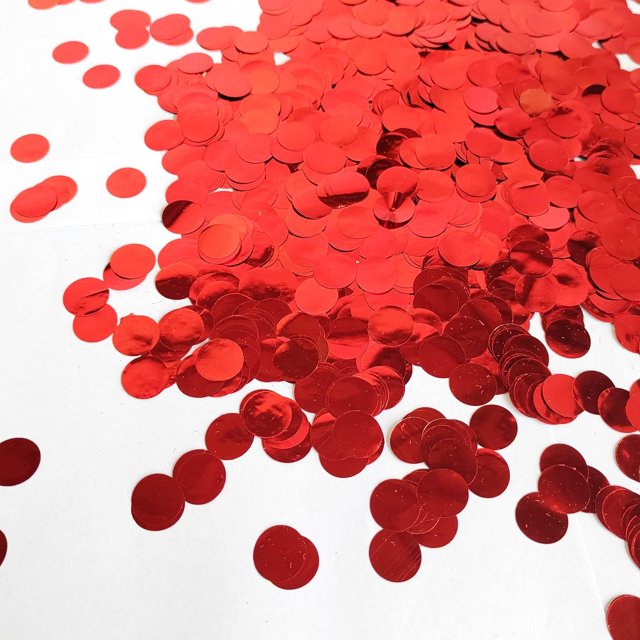 Confettis Rouges en Feuille 0,6 Pouce, Confettis Rouges Ronds, Confettis Rouges Brillants pour Décoration de Fête Ou Ballons Remplis, (3,52 oz)