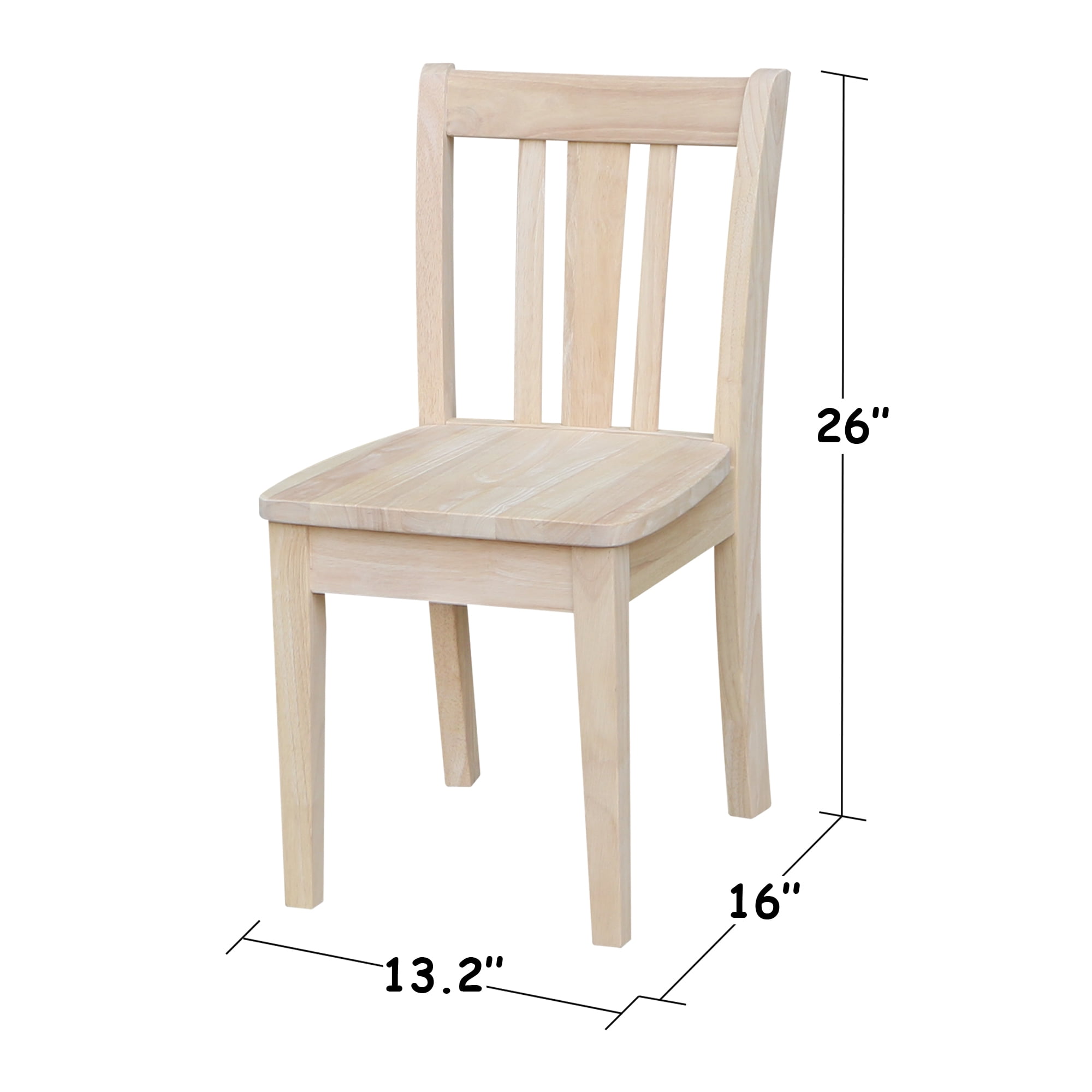 International Concepts Indoor Wood Kids 22.2"H Table with 4 Chairs in Unfinished - 5 Piece Set
