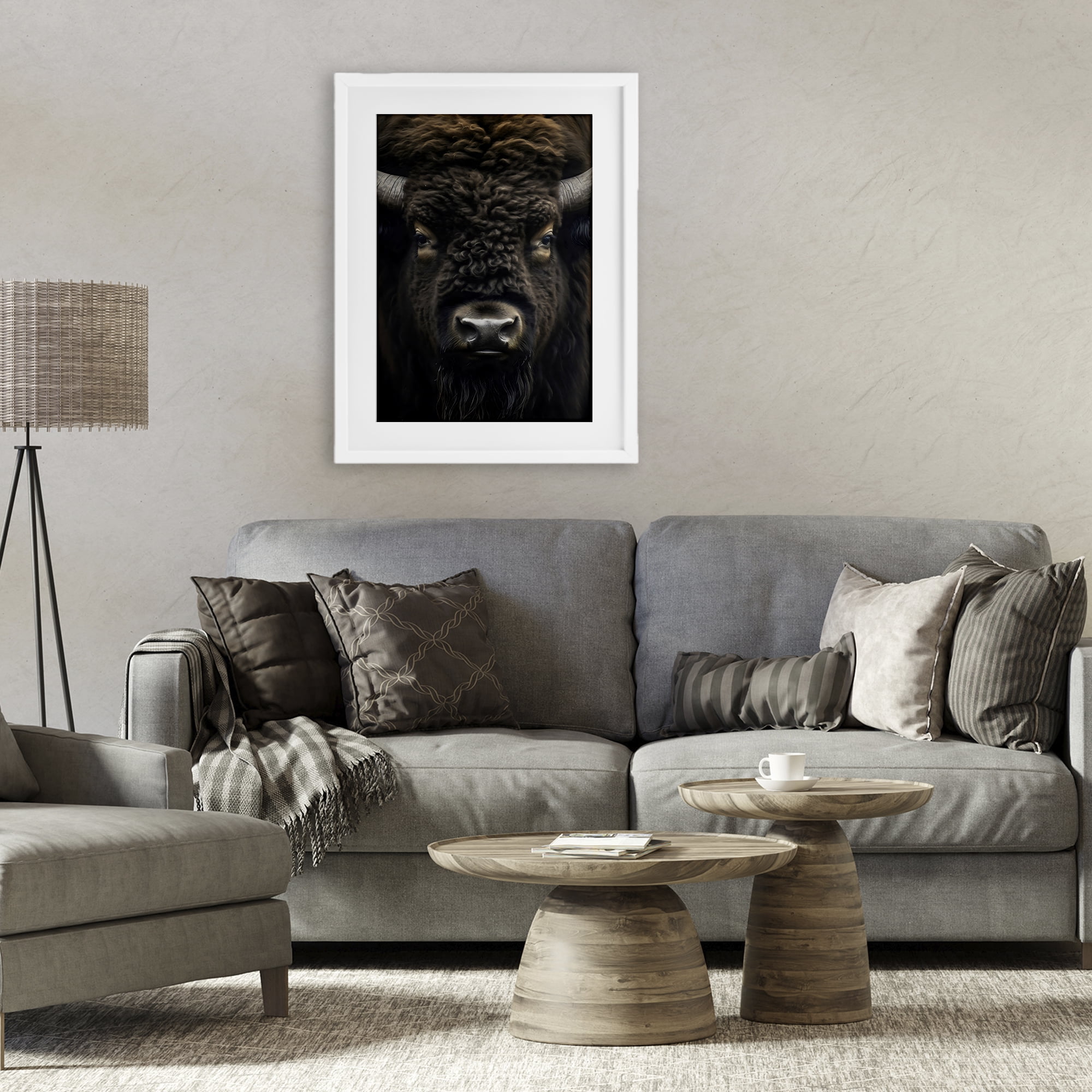 Stupell Industries Bison Portrait Close Up White Framed Print Under Glass, design by Creative Studio