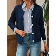 thumbnail image 2 of Women'S Knit Cardigan Sweaters Casual Long Sleeve Open Front Button Down Trendy Jackets Outerwear Navy Blue M, 2 of 8