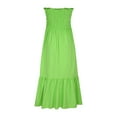 thumbnail image 6 of Wycnly Dresses for Women 2025 Summer Beach Boho Elastic Waist Flowy Ruffle Swing Strapless Long Sundress Solid Sleeveless Tube Top Maxi Formal Dresses for Women Green XL, 6 of 7
