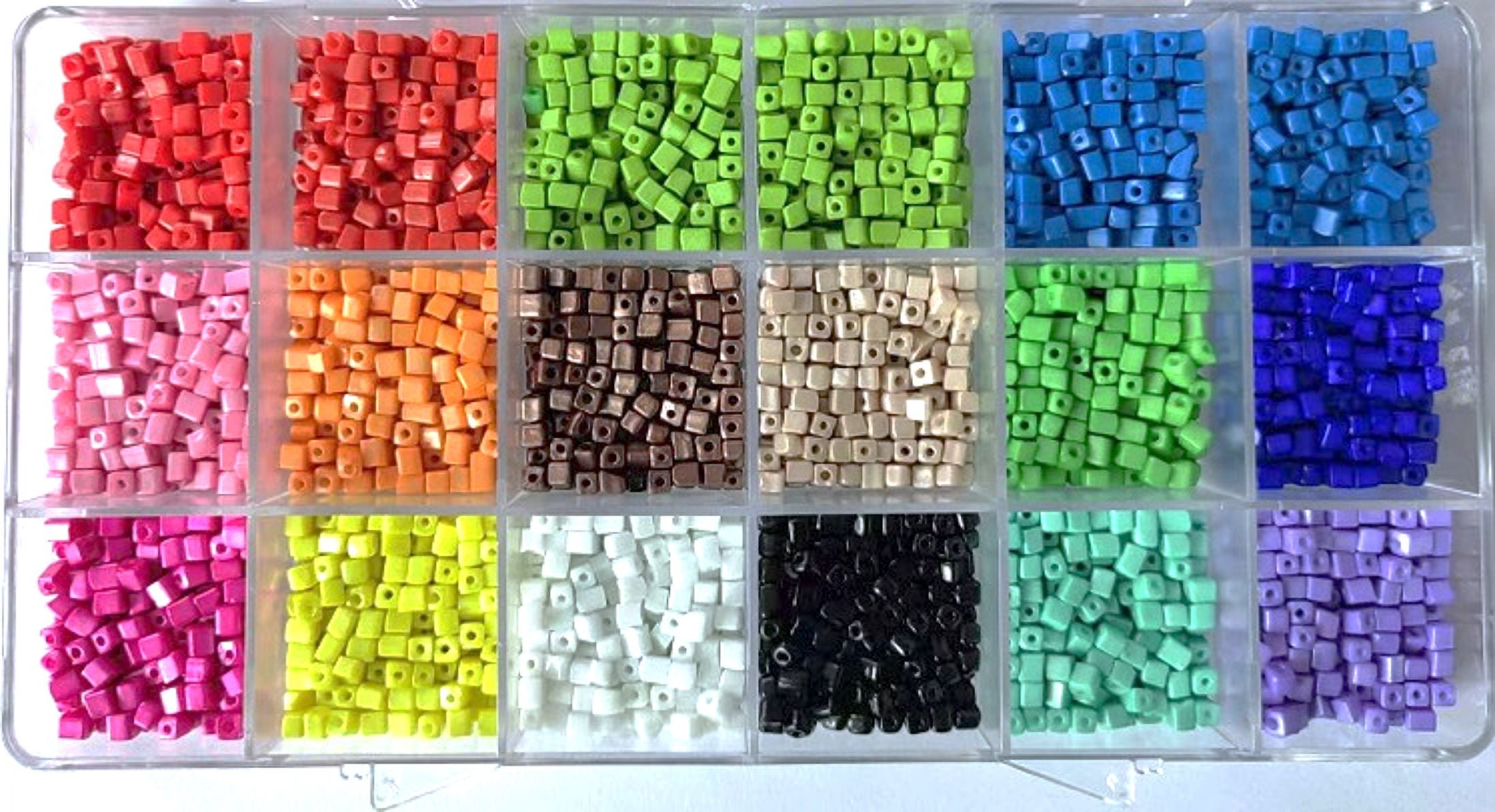 Cousin DIY Rainbow Square Glass Seed Bead Assortment with Case, 180g, 2000 Piece, Adult, 69994337