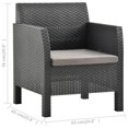 thumbnail image 4 of vidaXL 2 Piece Garden Lounge Set with Cushion PP Rattan Anthracite, 4 of 5