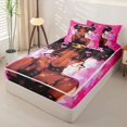 thumbnail image 2 of Homewish Chic Black Girls Zipper Twin Comforter Sets with Fitted Sheet and 2 Pillowcases,Cute 3D Pink Loves Glitter Print Zipper Bedding Set For Kids,Pink Reversible,4-Piece, 2 of 7