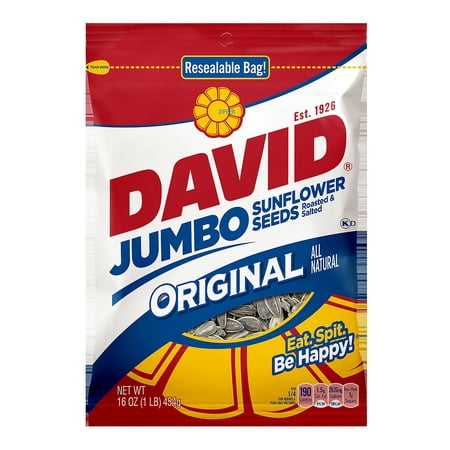 David All-Natural Original Roasted & Salted Jumbo Sunflower Seeds, 16