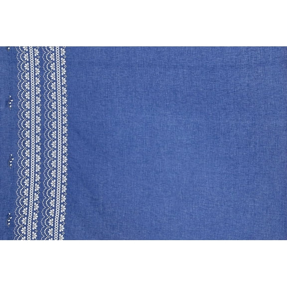 Zelouf Bright Splash Eyelet Border Cotton Voile , Sewing, DIY, Crafts Fabric by the Yard, Navy/ecru, 3 Yard