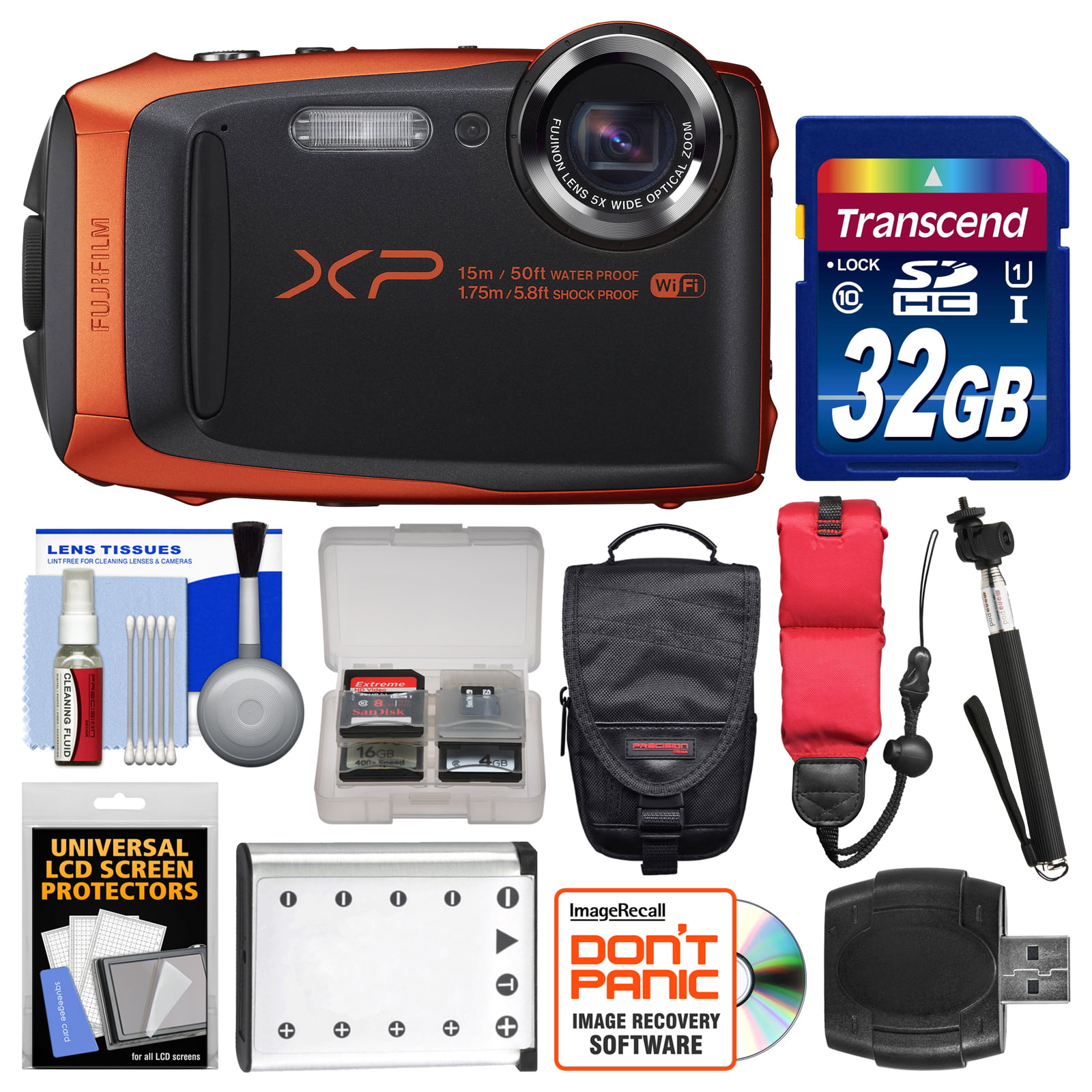 Reis Vriend Aandringen Fujifilm FinePix XP90 Shock & Waterproof Wi-Fi Digital Camera (Orange) with  32GB Card + Case + Battery + Selfie Stick + Float Strap + Kit - Walmart.com