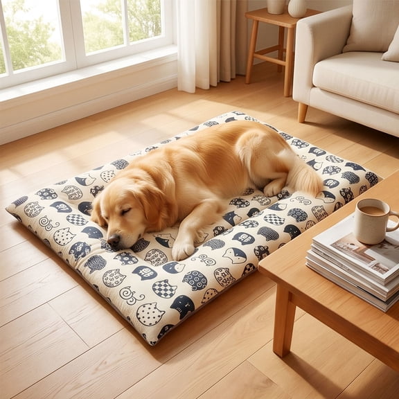 Thick Warm Pet Sleeping Mat for Dogs & Cats,30x24 Inch Dog Bed Pad, Soft Breathable Cushion for Crate Sofa Travel All Season,White M