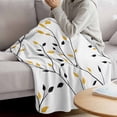 thumbnail image 3 of Yellow Black Leaves Blanket Soft Cozy Warm Throw Blanket for Couch, Plush Fuzzy Flannel Fleece Blankets for Sofa, Rustic Botanical Branches Bed Blankets Lightweight Gifts for Women, 32"x48", 3 of 9