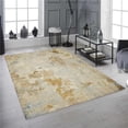 thumbnail image 1 of 5 x 7 ft. Marbled Gold & Beige Abstract Washable Rectangle Area Rug, 1 of 1