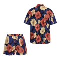 thumbnail image 5 of FKEKYI Women's 2 Piece Set Summer Short Shirt Open Front Top & Relaxed Shorts with Elastic Waist Hibiscus Flower Print Soft Vacation Outfit Loungewear Beachwear, L, 5 of 7