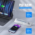 thumbnail image 5 of Intpw 12-Port 10Gbps Powered USB Hub, Aluminum PD 45W Docking Station with Type-C & Type-A 3.2 Ports, 65W Adapter for Laptop, MacBook, PC, 5 of 9