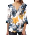 thumbnail image 2 of Fiudx Ofertas Relámpago Camiseta Estampada a La Moda para Mujer, Blusa con Mangas 3/4, Camisetas Informales con Cuello En V, 2 of 5