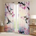 thumbnail image 2 of Floral Hummingbird 30%-50% Blackout Curtains Tropical Bird Curtains & Drapes 38"Wx45"L,Japanese Cherry Blossom Window Curtains Women,Cute Animal Pink Flower Room Decor 2 Panels, 2 of 6