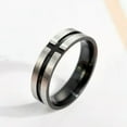 thumbnail image 7 of 6MM Blue/Black Cross Band Men's Stainless Steel Silver Brushed Ring Size 7-12, 7 of 7