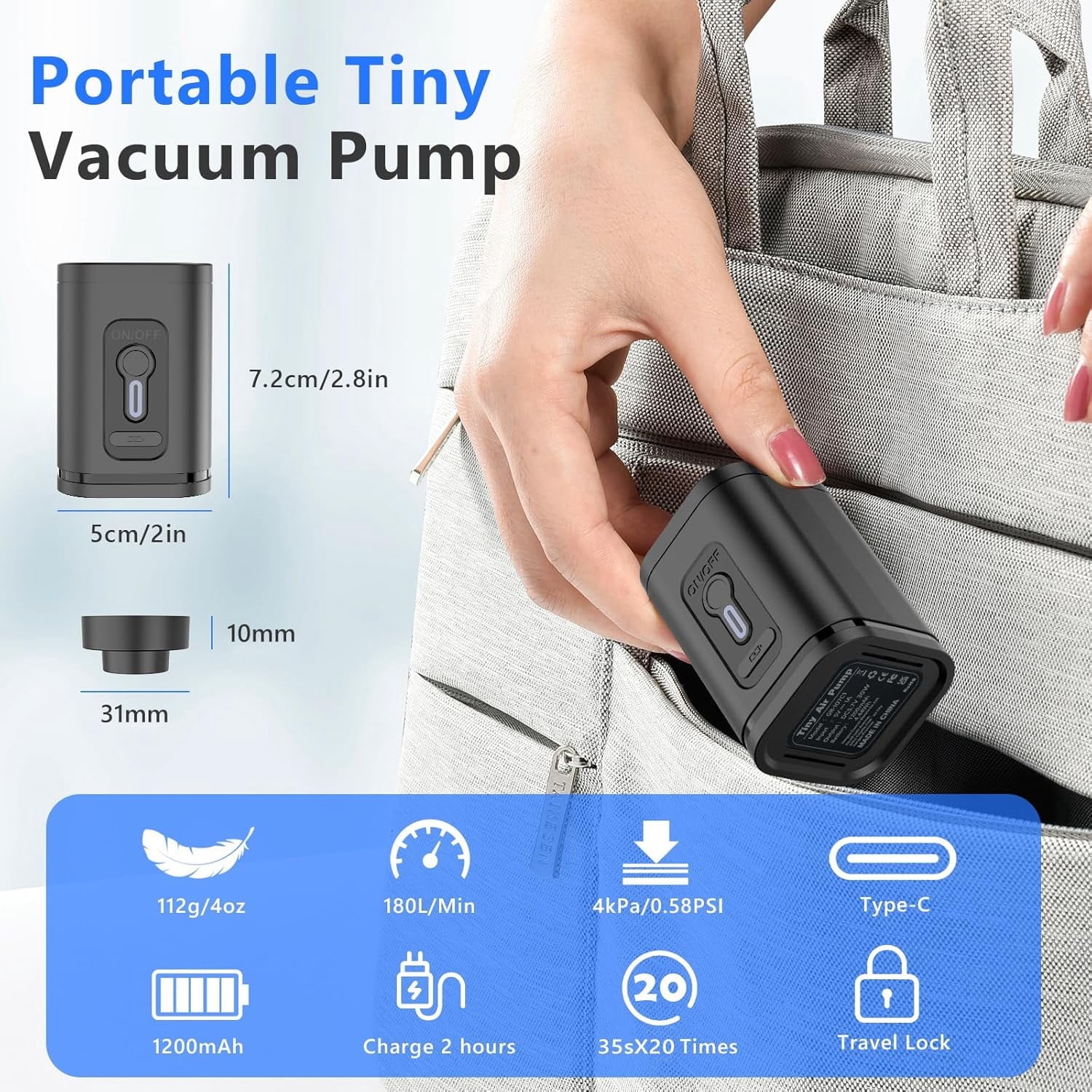 Vacuum Bags for Travel Luggage with Wireless Pump, Revolutionary Reusable Compression Bags