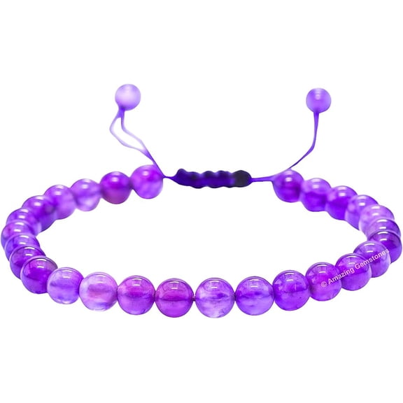 Amethyst Crystal Bracelet - 6mm Beaded Bracelet and Healing Stones