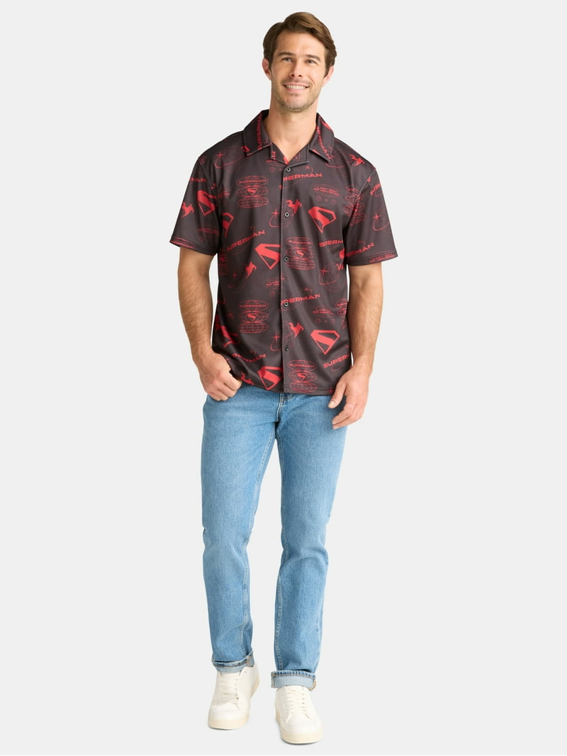 Superman Men's and Big Men's Graphic Mesh Shirt with Short Sleeves, Sizes S-3XL Superman Men's and Big Men's Graphic Mesh Shirt with Short Sleeves, Sizes S-3XL