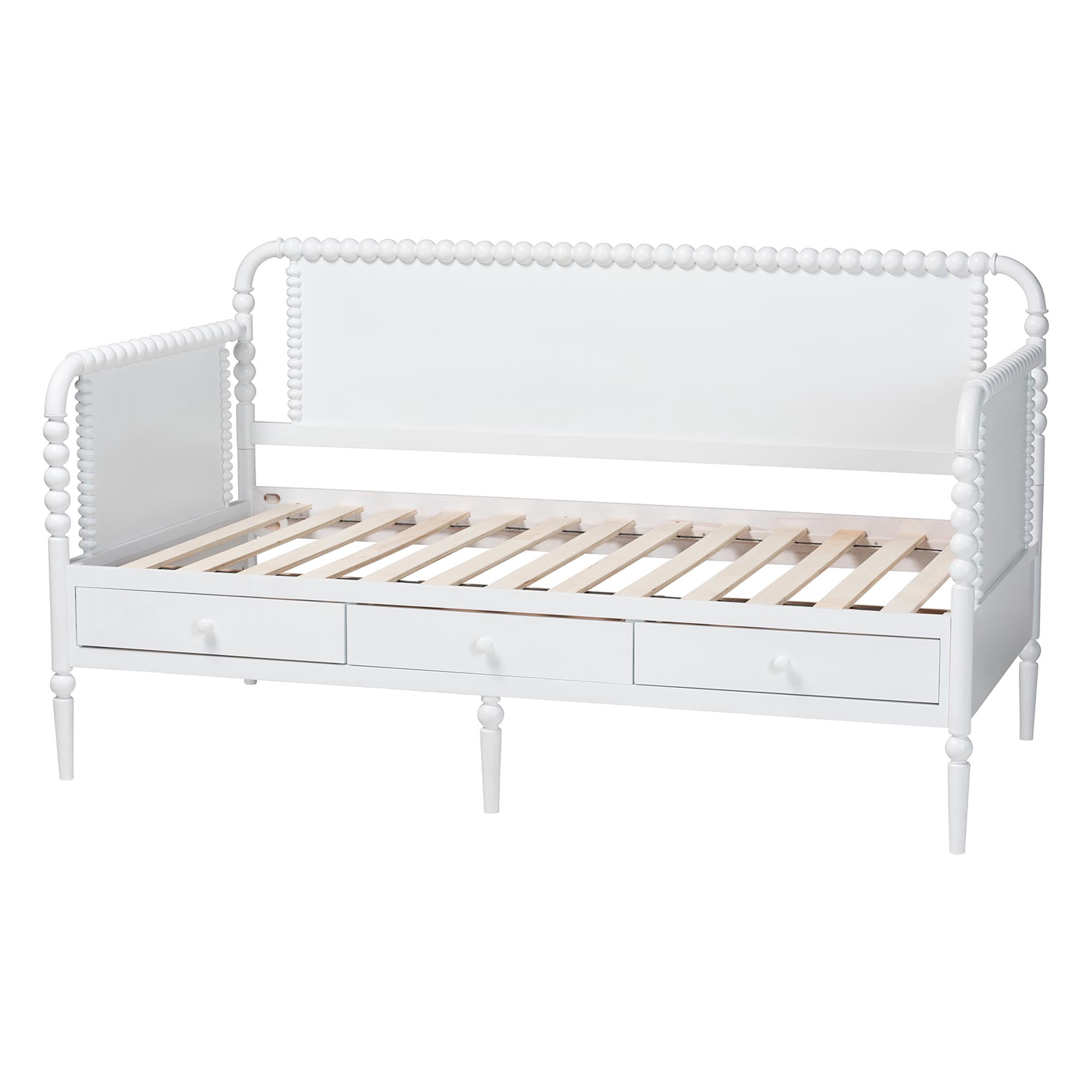 Baxton Studio Lucera Mid-Century Daybed, 3-Drawer, Full, White