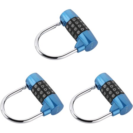 Wellsay 4-Digit Combination Padlock Zinc Alloy Resettable Combination Lock U Type Padlock 0.2inch Shackle Dia for Indoor and Outdoor Blue 3Pcs