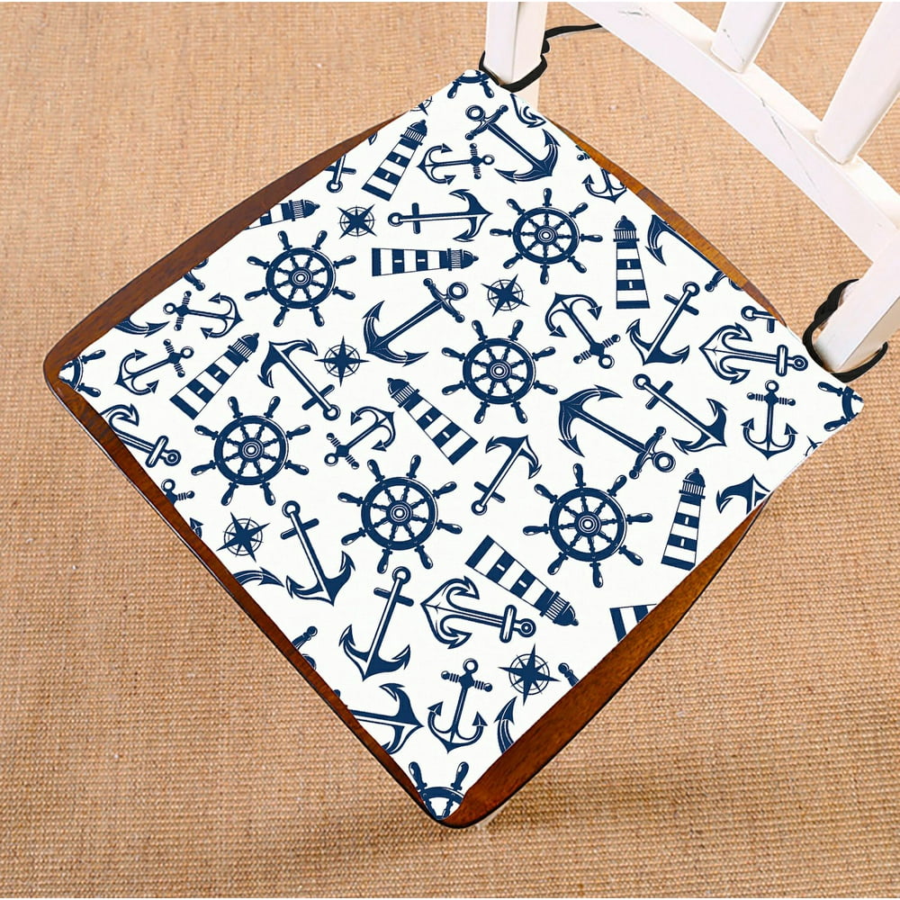 ABPHQTO Retro Nautical Blue Ship Anchors Helms Lighthouses Vintage