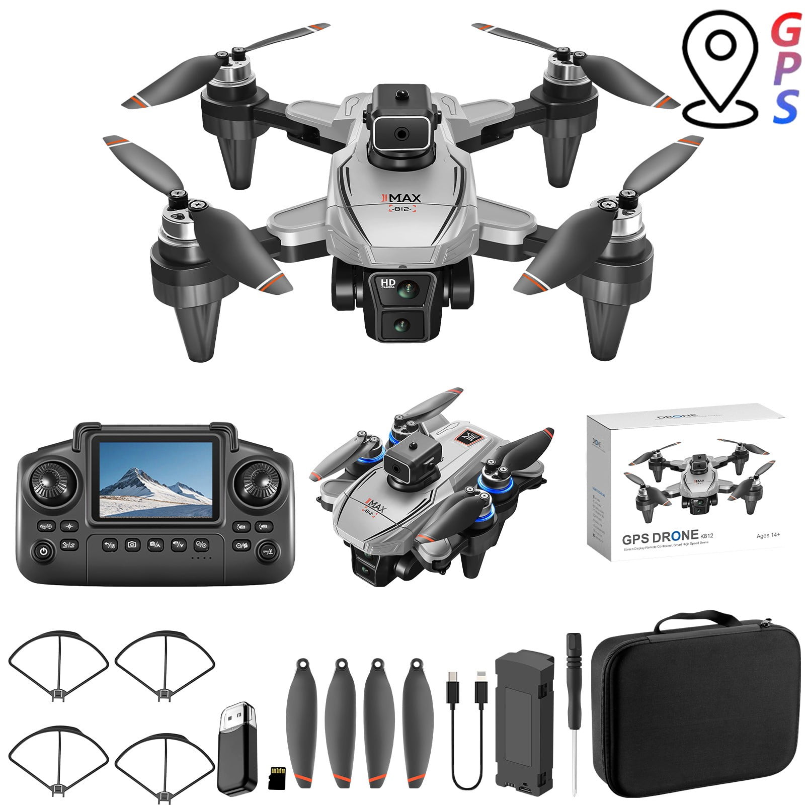 GPS Drone with Camera and Screen Remote Control, Brushless Motor, Obstacle Avoidance, 18 Min Flight Time for Beginners and Adults