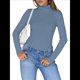 thumbnail image 2 of Camisetas de Larga para Mujer, Ropa Interior Térmica Básica de Otoño, Ropa de Invierno Azul Real L, 2 of 10