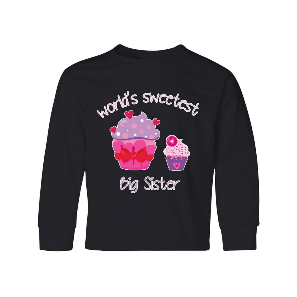 Inktastic World's Sweetest Big Sister Teen Long Sleeve T-Shirt Female Black XL - Walmart.com