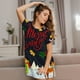 thumbnail image 3 of Easygdp Merry Christmas Elk Camisón de manga corta para mujer, informal, estampado, 3 of 6