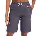 thumbnail image 6 of Byworldtasic Womens Bermuda Shorts Athletic Gym Wide Leg Knee Length Summer Elastic Waisted Pajama Pants with Pocket, 6 of 7