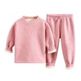 thumbnail image 2 of LvhaoGJOB Little Kids Boys Sweatshirt and Pants Outfit Set, Hot Pink - sherpa fleece cuffs, cream sherpa lining, 2 of 7