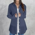 thumbnail image 2 of ZJXFGS Button Down Shirt Jackets for Women Basic Work Office Casual Tops Women Long Sleeve Plain Tops Plus Size Shirts Blouses Tops Blue 2XL, 2 of 5