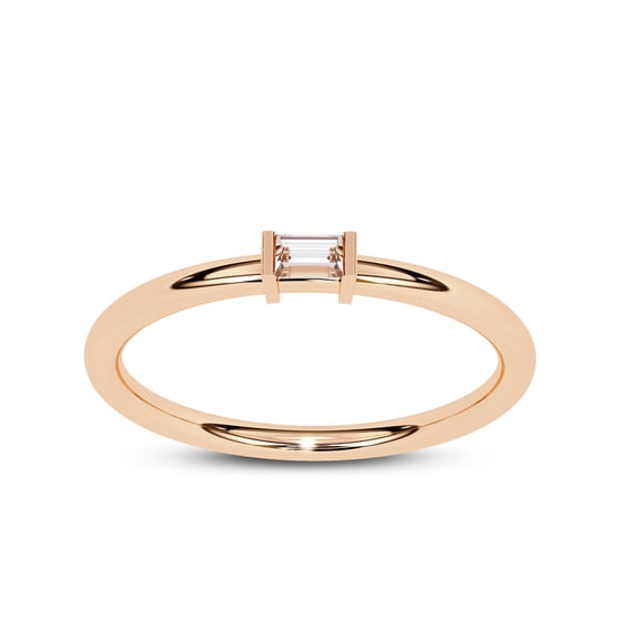 IGI Certified 0.10 Carat (ctw) Baguette Lab Grown Diamond Stackable Engagement Wedding Promise Rings For Women In 18K Solid Rose Gold | F-G, VS-SI Quality 1/10 Ctw Ring Size-8