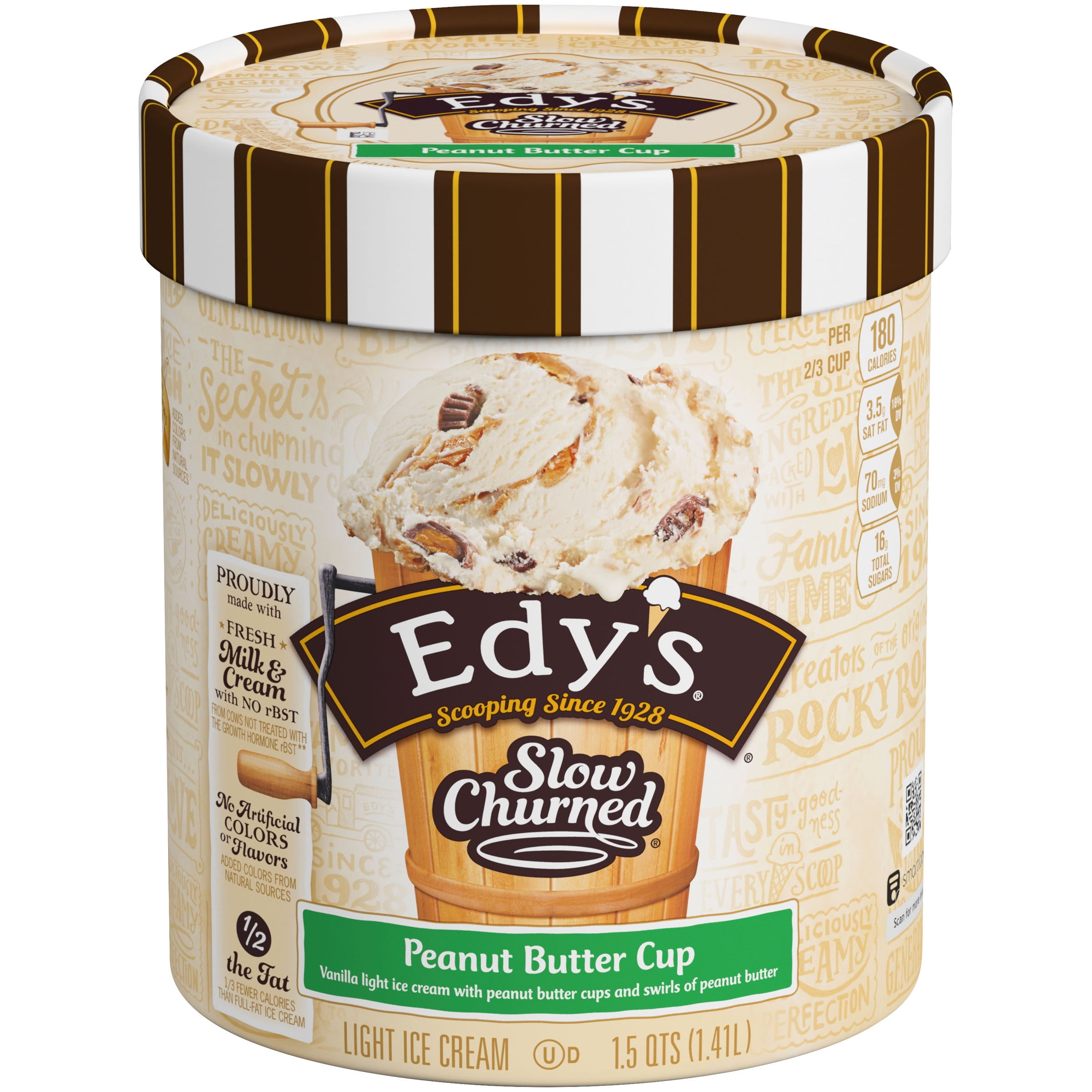 EDY'S/DREYER'S SLOW CHURNED Peanut Butter Cup Light Ice Cream 1.5 qt