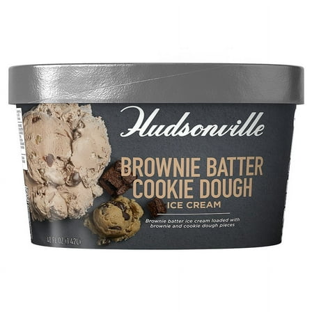 Hudsonville Brownie Batter Cookie Dough Ice Cream, 48 fl oz, 1 Count