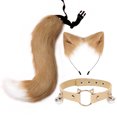 thumbnail image 1 of Diadema con orejas de gato de imitación hecha a mano, accesorios de cola de zorro, conjunto de orejas de bestia secundarias, collar con horquilla, 1 of 5